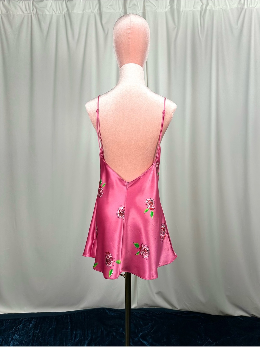 Vintage La Senza Pink Satin Rose Lace Up Babydoll Camisole Y2K Medium - Picture 6 of 16